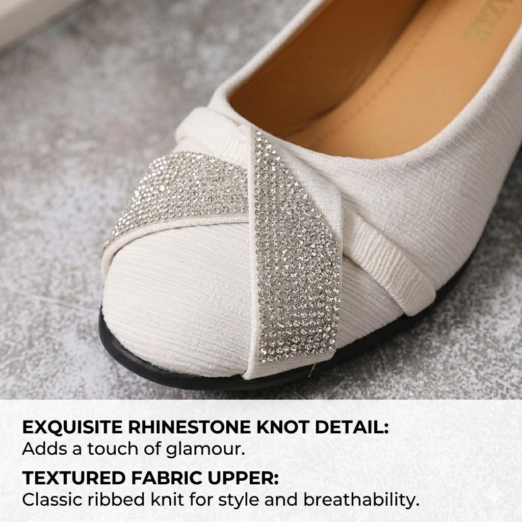 Dance All Night! Chic Rhinestone Crossover Wedges | Breathable Low Heel Pumps for Women