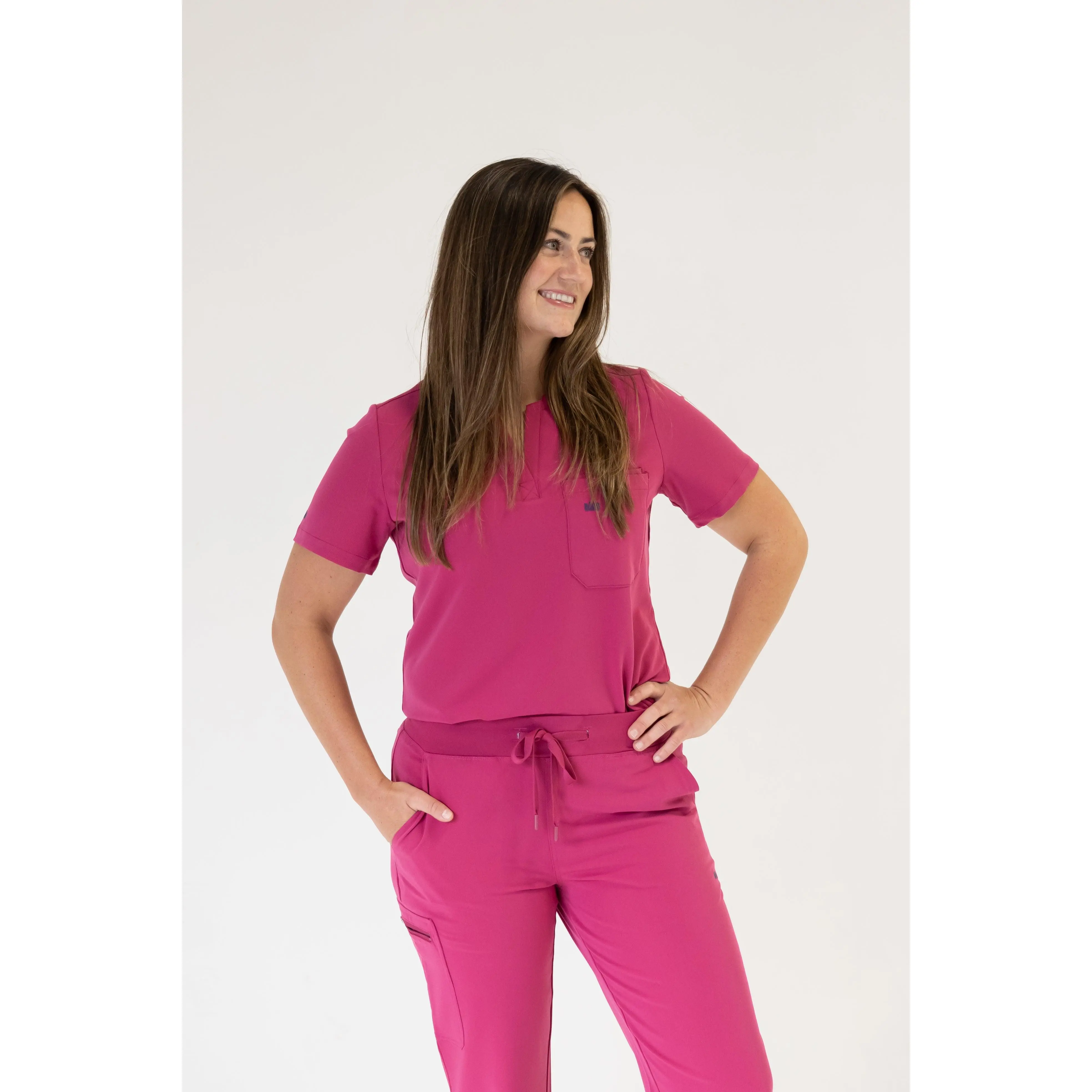 Women Crew Neck Scrub Top (Pink)