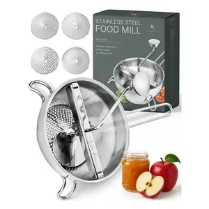Hungry Artisan Upgraded 4-Disc Stainless Steel Food Mill with Ergonomic Rotary Design for Tomato Sauce Applesauce Baby Food Mashed Potatoes Jams & More Premium Quality Rust-Resistant Easy Clean