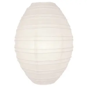 Beige / Ivory Kawaii Unique Oval Egg Shaped Paper Lantern, 10-inch x 14-inch