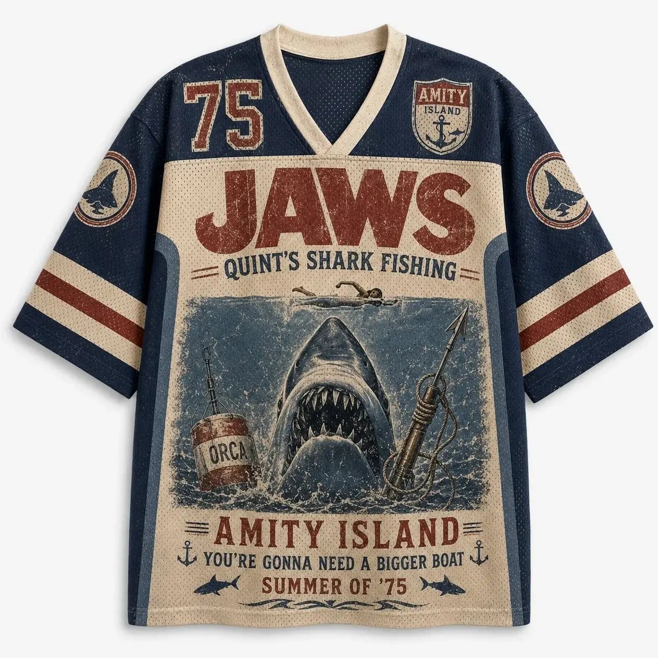 Jaws Quint's Shark Fishing Jersey Shirts CS6