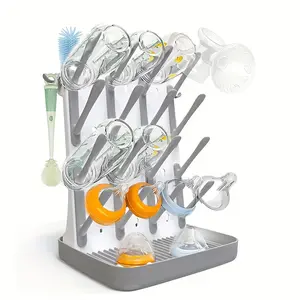 1pc Drying Rack • Vertical Bottles Dryer Holder with 18 Hooks • Space Saving Standing Rack for Countertop • Kitchen Organize Bottles & Additions, Brushes, Pacifiers, Pump Part, for Bottle Holders