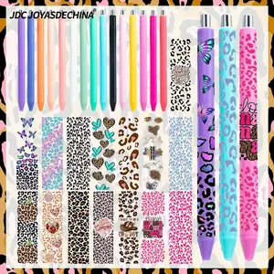 30pcs/60pcs Leopard UV DTF Pen Wraps and Ballpoint Pen Set, Cute Leopard Pens for Students Teacher Supplies Gift Office School