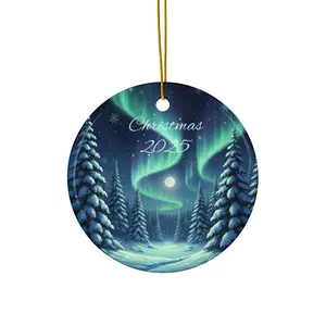 Aurora Borealis Ceramic Ornament - Christmas Decor, Holiday Gift, 2025 Keepsake, Winter Wonderland, Tree Hanging
