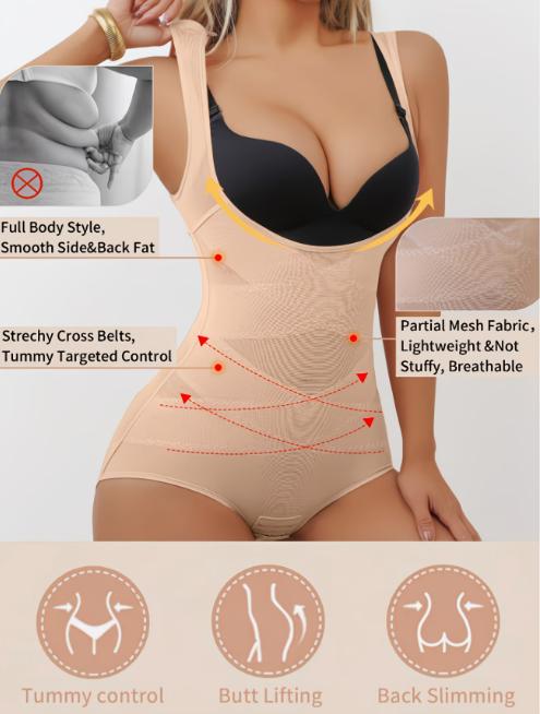 Women's Mesh Breathable Shapewear Bodysuit, Tummy Control & Bust Support Full Body Shaper