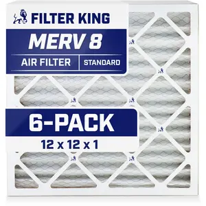 Filter King 12x12x1 Air Filter | 6-PACK | MERV 8 HVAC Pleated A/C Furnace Filters | MADE IN USA | Actual Size: 11.5 x 11.5 x .75"