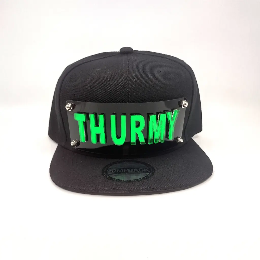 Custom Black Snapback Hat – Personalized Laser Cut Design, Adjustable Flat Brim Cap, Made to Order, Exclusive Gift for Men, Streetwear, Fashion, Logo or Name