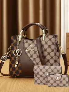 Women's Casual Three-Piece Set, Trendy Single Shoulder Bag, Versatile Printed Handbag, Stylish Crossbody Bag for All Seasons