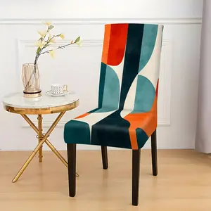 2 pieces/4 pieces/6 pieces elastic chair covers with geometric pattern, designed for decorating seat protectors, suitable for dining rooms, kitchens, and wedding parties.