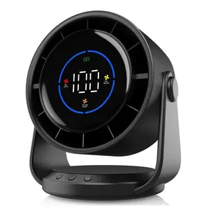 USB Rechargeable Wall Mounted Fan, 100-Speed Digital Display Fan with Handle, Portable Fan for Home Office Kitchen Travel Camping