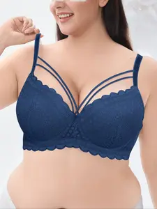 Plus Size Bras For Women Basic Casual Style Supportive Medium Underwire Bra Full Coverage Push Up Bra Anti Sagging Comfortablebra Sexy Lace White Elegance Bra Everyday Bra BacktoschoolWomen's Underwear for All Seasons