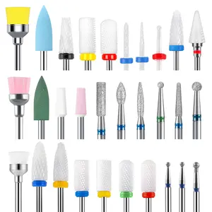 Ceramic Nail Drill Bits Sets, 10 pcs Electric Nail Drill Bits Kit 3/32", Nail Grinding Tool Professional Cuticle Polishing Bits for Acrylic Gel Nails, Nail Art, Electric Nail Files Manicure Pedicure Drill Tool, Nail Care Tool