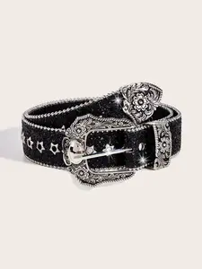 2025 NEW Hip Hop Rhinestone Y2K Belts Trendy Solid Color Sparkling Belt Cowboy Cowgirl Jeans Pants Belt For Women Daily Uses