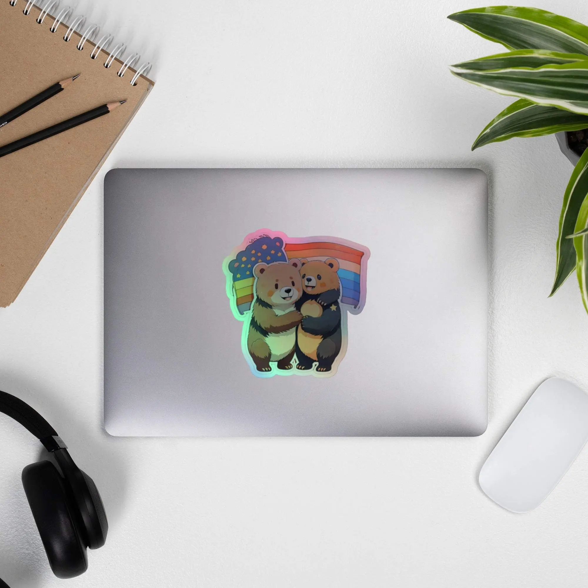Pride Bear Hug Holographic stickers