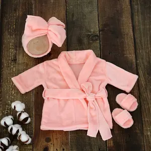 Comfortable Cream Baby Bathrobe with Matching and Scarf - Newborn Photography Props, Boys and Girls, Soft Lycra, Cotton Ruched Sister Princess Peach Puffy Two-Piece Set, Toddler Girl Dress with Tulle