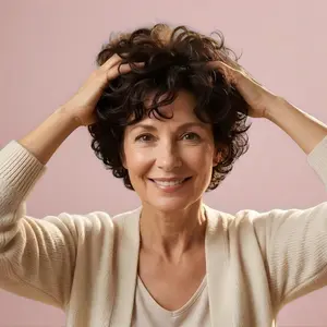 Human Hair Curly Topper Hairpiece for Thinning Hair Seamless Invisible Top Coverage Fluffy Short Curls Daily Wear