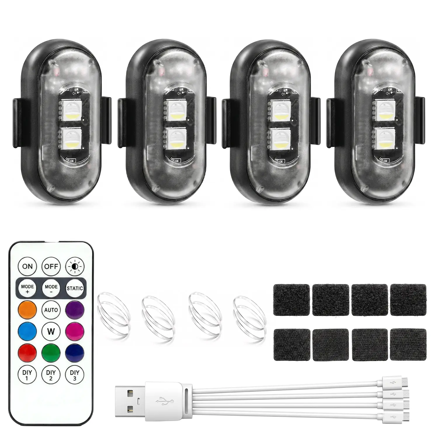 Rechargeable Car LED Warning Light with Remote Control, Wireless Multifunctional Vehicle Light, Decorative Safety Light for Car, Truck, Motorcycle & SUV