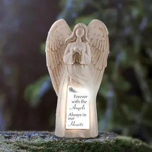 Solar Angel Statue for Cemetery - in Loving Memory Ornament - Outdoor Indoor Praying Angel Figurines Loss of Loved Ones - Gifts for Passed Loved Ones