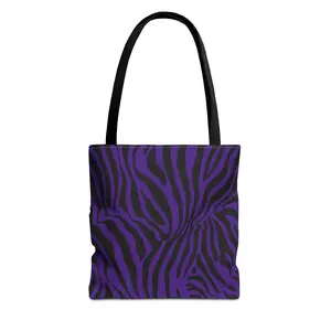Purple Zebra Print Tote Bag | Trendy Shopping Bag, Reusable Grocery Tote, Beach Bag, Gift for Animal Lovers, Fashion Accessory