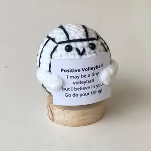 Funny Positive Volleyball Knitted Toy with Inspirational Card – Cute Cheer Up Gift for Volleyball Players