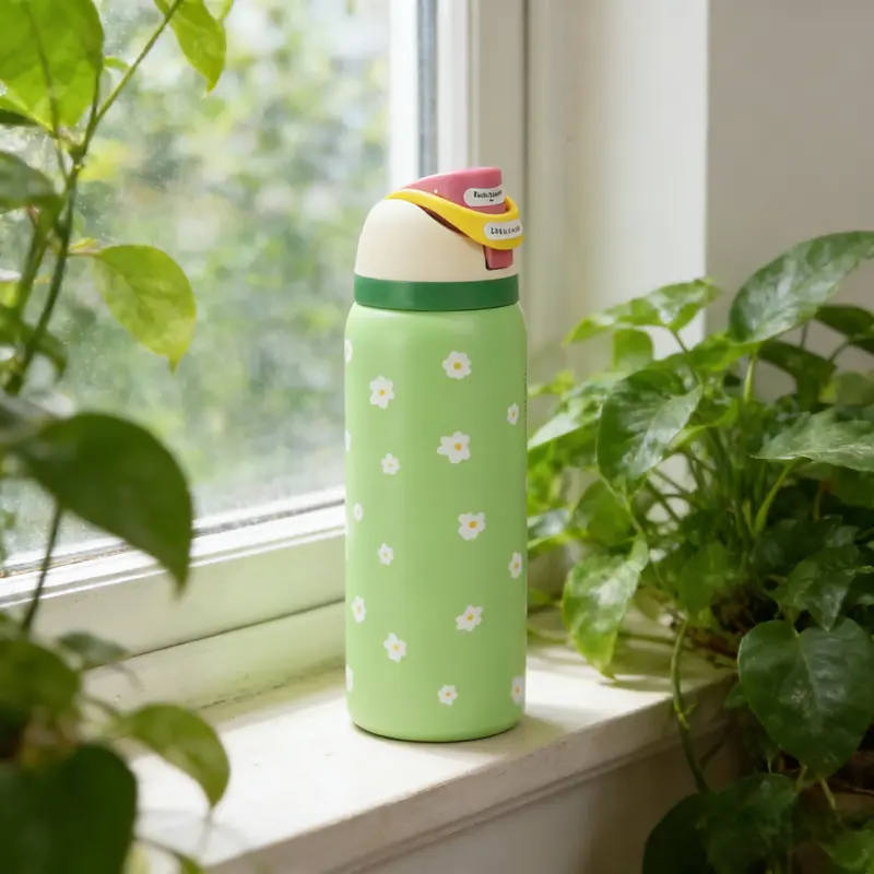 Owala Lime Daisy 32oz Insulated Water Bottle  candy  coated - Leak-Proof Stainless Steel Design for Commute & Outdoor Use Portable Tumbler Mug Drinkware simple modern