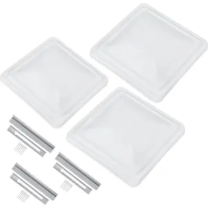 KQQIO Roof Vent Cover Compatible with Ventline Previous to 2008 & Elixir Vents starting 1994 Replacement RV Vent Lid Roof Part Kit White 14" X 14" - 3Pcs