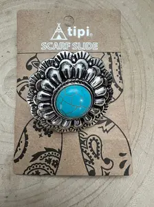 Western Faux Turquoise Concho Scarf Slide