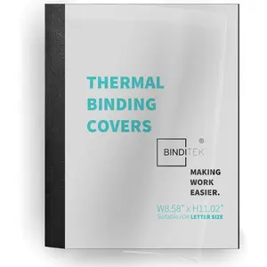 20 Pack Thermal Binding Presentation Covers, 1/8 Inch Spine Holds 30 Sheets, Ultra Clear Front Cover, Black Paper Back Cover, Letter Size for Students and Coworkers