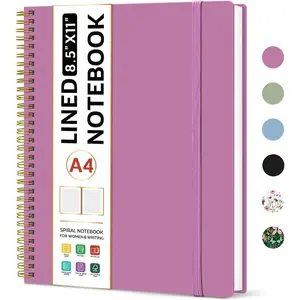 Spiral Lined Notebook, 8.5"x11" Notebooks for Work, Large A4 Journal for Women & Men, College Ruled Journaling Notebook for Writing, Plastic Cover Spiral Journal, Purple