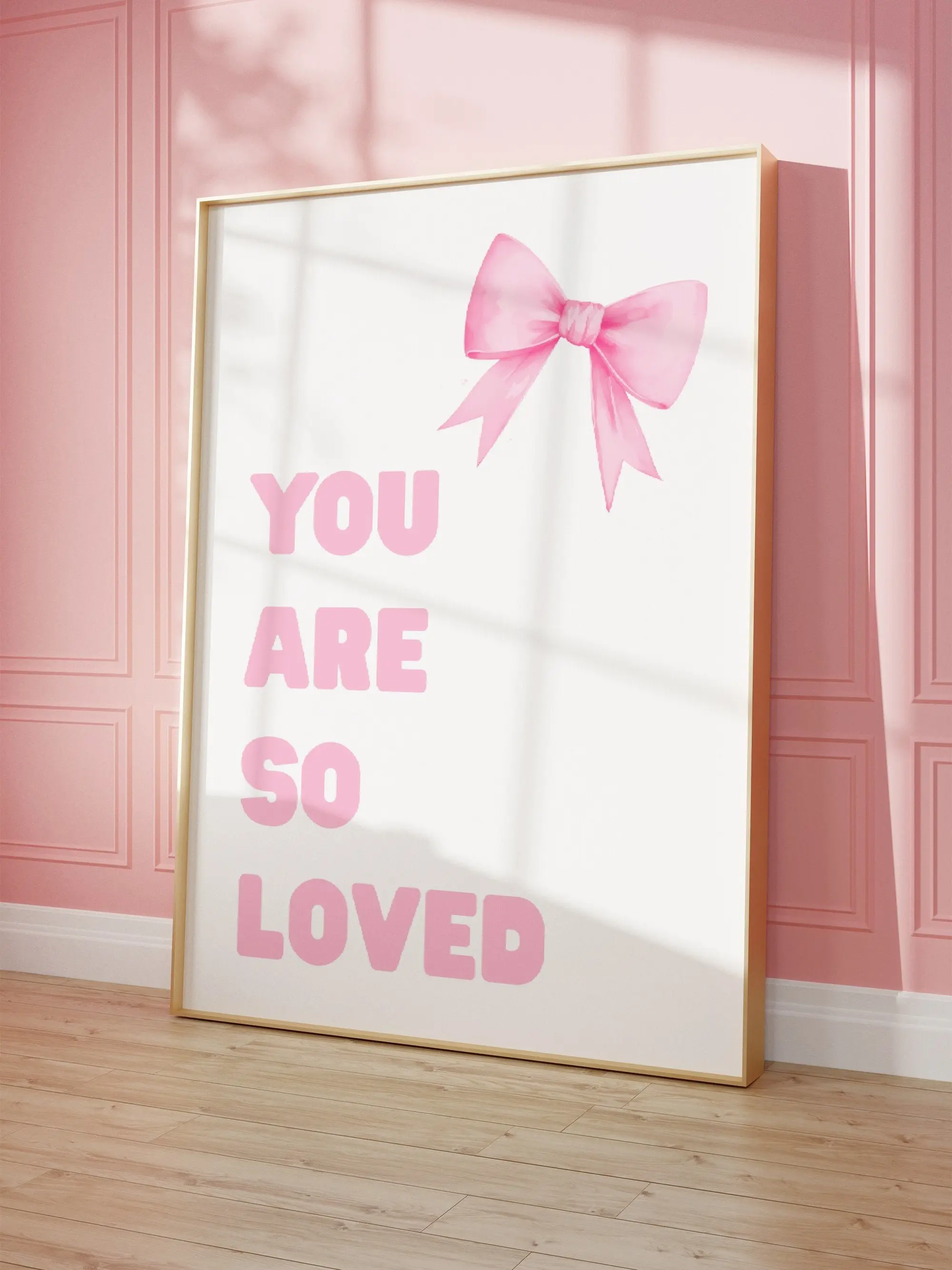You Are So Loved Pink Bow Poster, Trendy Wall Art, Girly Bedroom Decor, Poster Prints No Framed, Gifts For Girl, Wall Art Decor, Wall Room Decoration, Big Wall Art, Gifts For Birthday