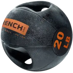 French Fitness Dual Grip Medicine Ball w/Handles 20 lb (New)