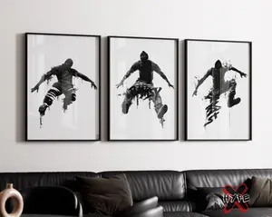 Printable Banksy Inspired Poster Prints, Set of 3, Street Dancer Silhouette Artwork, Graffiti Unframed Wall Art, Urban Street Art, Unframed Wall Poster Decor