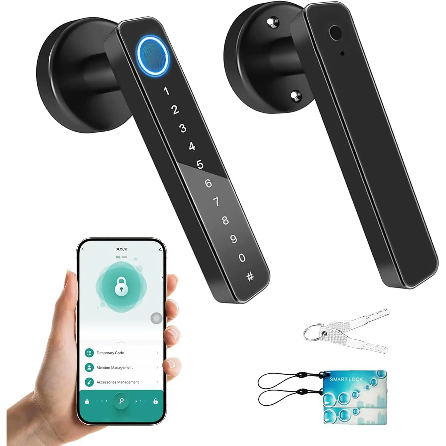 Fingerprint Door Lock  Biometric Door Knob Keyless Entry Door Lock One-Touch Lock & Unlock  Touchscreen Lock with Handle for Front Door Bedroom Hotel Office Apartment