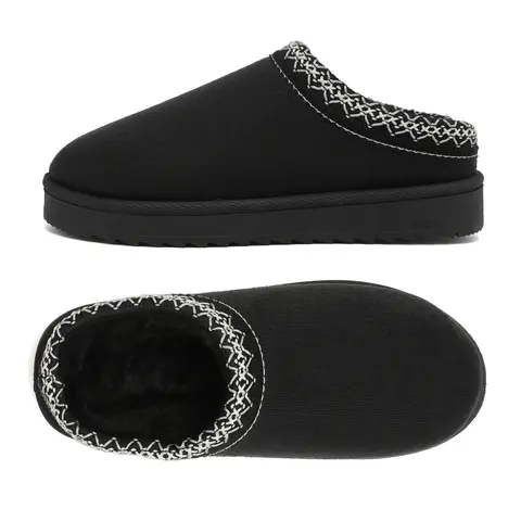 Women's Platform Mini Cotton Slippers Suede Ankle Warm and Durable Classic Winter Ankle Snow Boots House Outdoor Indoor Springfresh Black Footwear