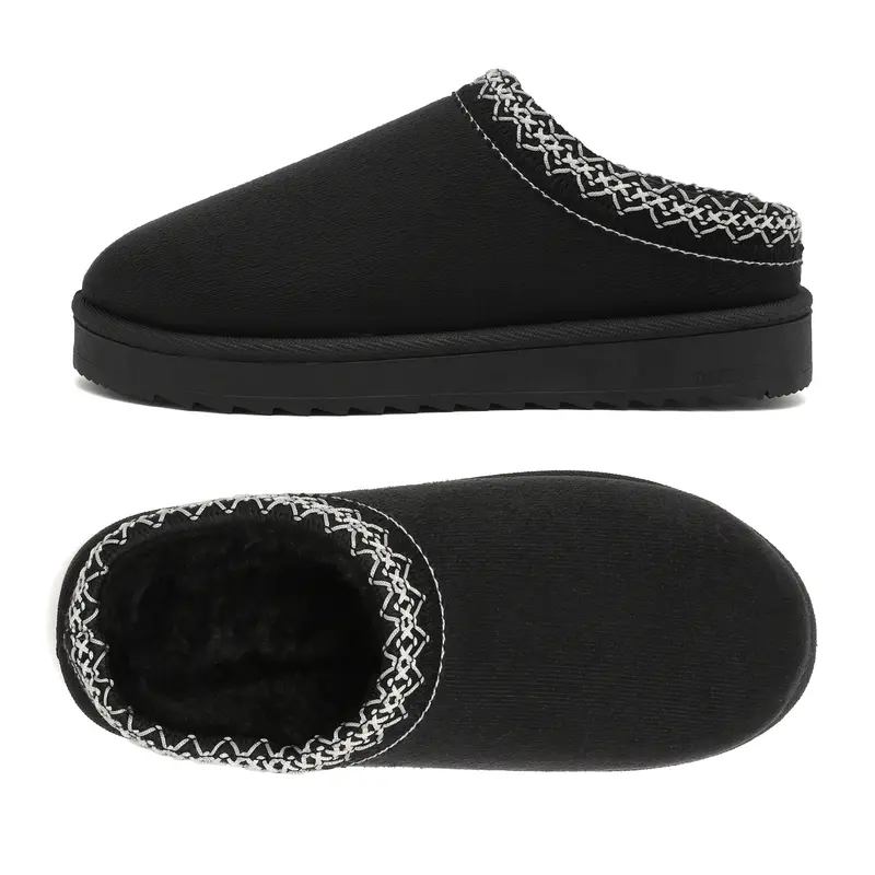 Women's Platform Mini Cotton Slippers Suede Ankle Warm and Durable Classic Winter Ankle Snow Boots House Outdoor Indoor Springfresh Black Footwear