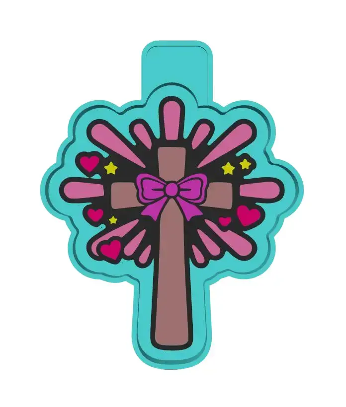 Starburst Cross With Bow Cross Freshie Mold