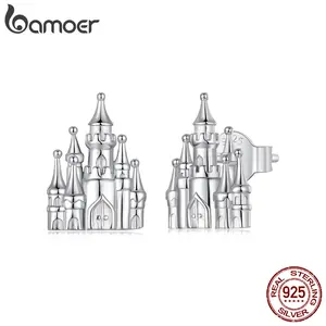 925 Sterling Silver Fairy Tale Castle Stud Earrings Vintage Church Earrings Hypoallergenic for Women Teens Magic Gift