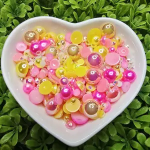 Pearl Mixes Assorted Colors and Sizes 3-10mm Half Round for Crafting Jewelry Making Scrapbooking and DIY Projects