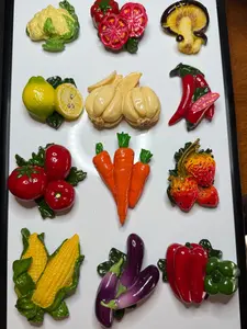 Farm Fresh Jumbo Set – 12 Vintage Resin Fruits & Veggies Magnets for Kitchen Decor & Housewarming Gifts