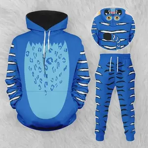Youth/AdultBlueTigerCostumeHoodieandPantJoggersSet,CuteAnimalTracksuit,UnisexCosplayLoungewear,FunnyHalloweenGiftOutfit