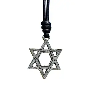 Star of David Necklace For Mens Gold Bat Mitzvah Gift Jewish Jewelry Hexagram Symbol God Help Us Girls Gifts Women Spiritual Pendant Adjustable 16" to 32" Cord