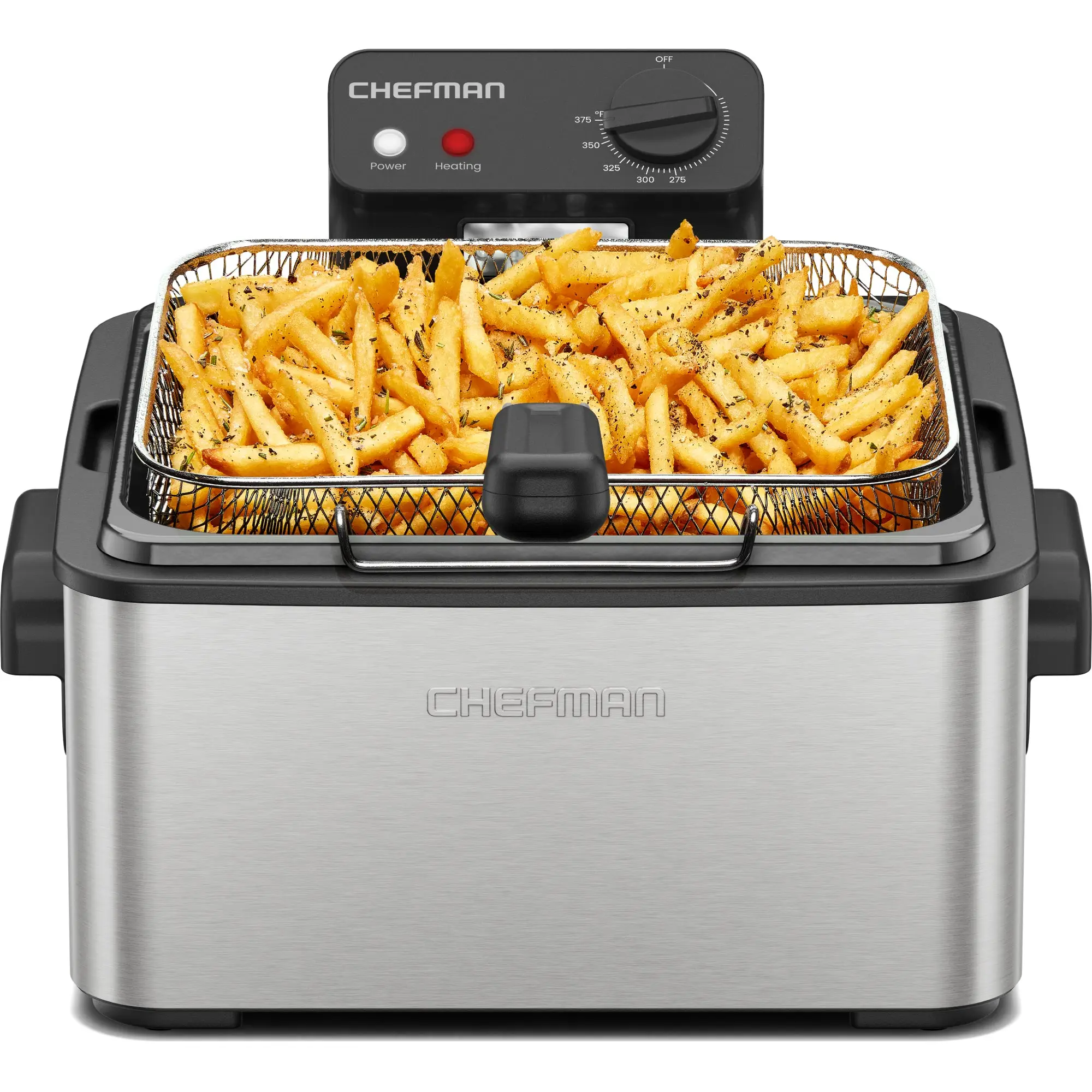 Chefman 4.5 Quart Deep Fryer with Wire Basket, Removable Lid & Temperature Control – Stainless Steel