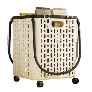home laundry organizer storage basket folding with wheels for bathroom kitchen travel