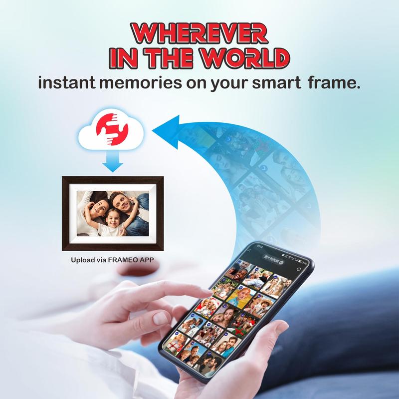 Ekoio Frameo Digital Picture Frame 10.1 Inch WiFi,gift idea, IPS Touch Screen Smart Cloud Photo Frame with 32GB Storage, Auto-Rotate Easy Setup to Share Photos or Videos, White Wall Mountable