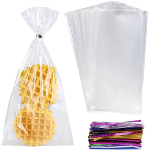 100 count Clear Bags for Favors 6"x12"  Bags With Ties for Bakery Wedding   Storage