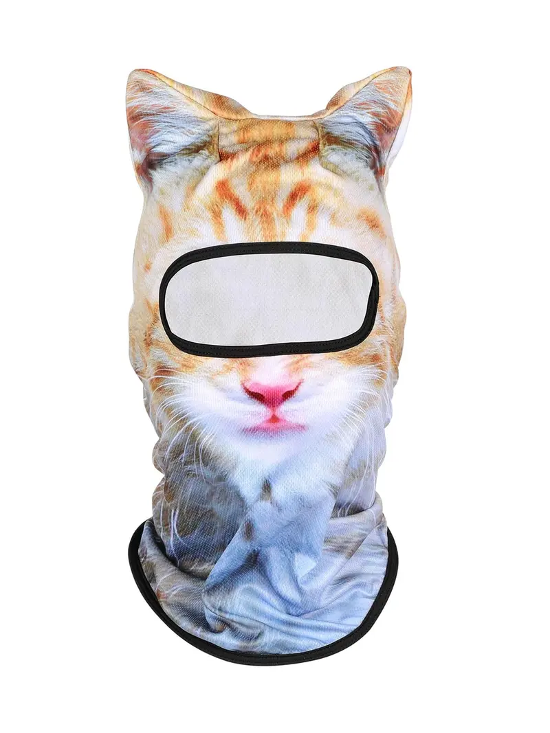 3D Cat Ski Mask Balaclava with Ears - Cat Shiesty Face Cover for Skiing, Music Festivals, Cycling, Halloween Parties