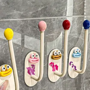 2pcs Hooks + 50 Cartoon Stickers, Storage Hooks for Hats Jewelry Necklaces Hair Ties, DIY Hooks for Luggage Notebooks Water Bottles