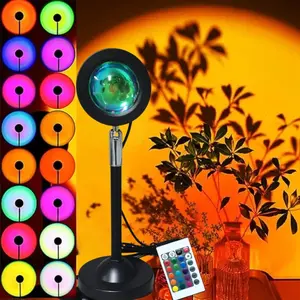 1pc Sunset Lamp RGB Desk Light Color Changing Bedside Lamp for Bedroom Party Photography Decorative Atmosphere Romantic Gift Ambient Lighting Multifunctional Adjustable RGB Lighting