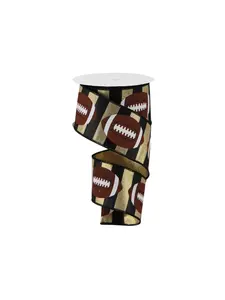 Football Ribbon Roll 10 yd 2.5 inches Wide Black and Gold Stripes