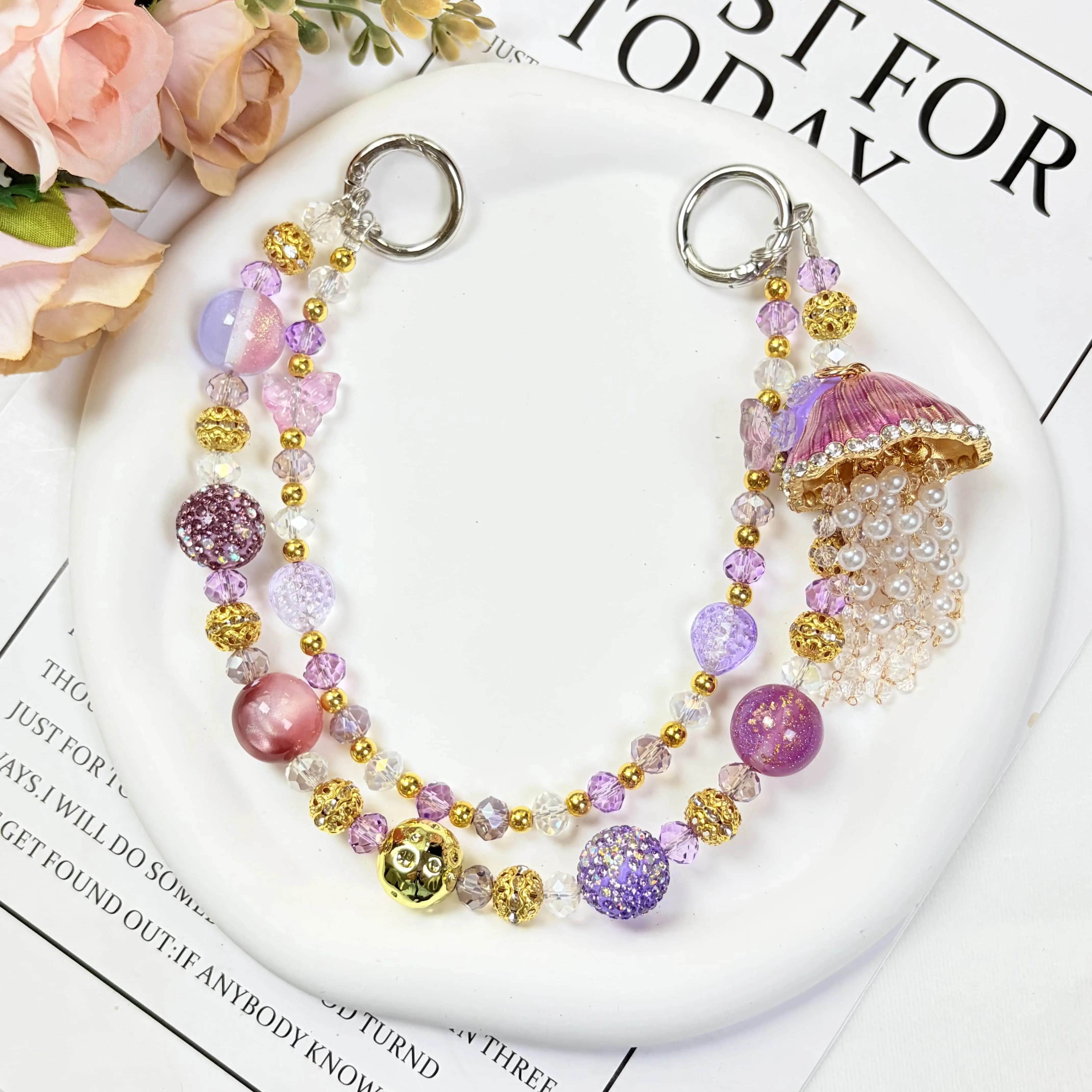 Jellyfish&Starfish Style Bag Charm,Delicate Handbag Pendant Accessory for Women, Detachable Bag Charm,Pretty Holiday Gift,Ideal Birthday Gift for Girls & Women,Summervibes